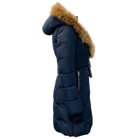 Mackage Navy Blue Trish Down Coat with Fur Detail - Picture 2 of 5